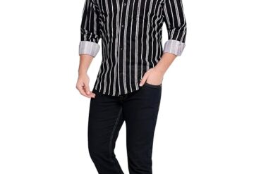 K-ROYALS Men's Cotton Blend Shirt – Multi-Color Vertical Stripes | Regular Fit | Long Sleeves | Perfect for Casual & Semi-Formal Wear