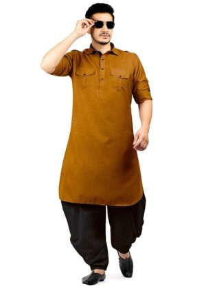 K-ROYALS White Dhoti Salwar Pathani Suit for Men's/New Cotton Blend Kurta Pyjama Set/Pathani Suit for haldi Mehdi and Party.