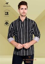 K-ROYALS Men's Cotton Blend Shirt – Multi-Color Vertical Stripes | Regular Fit | Long Sleeves | Perfect for Casual & Semi-Formal Wear - Image 2