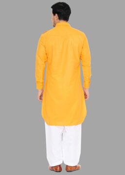 K-ROYALS Men's Stylish Pathani Kurta Pyjama set/Poly linen cotton suit - Image 3