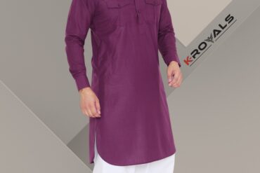 K-ROYALS Stylish Men s purple white Pathani suit
