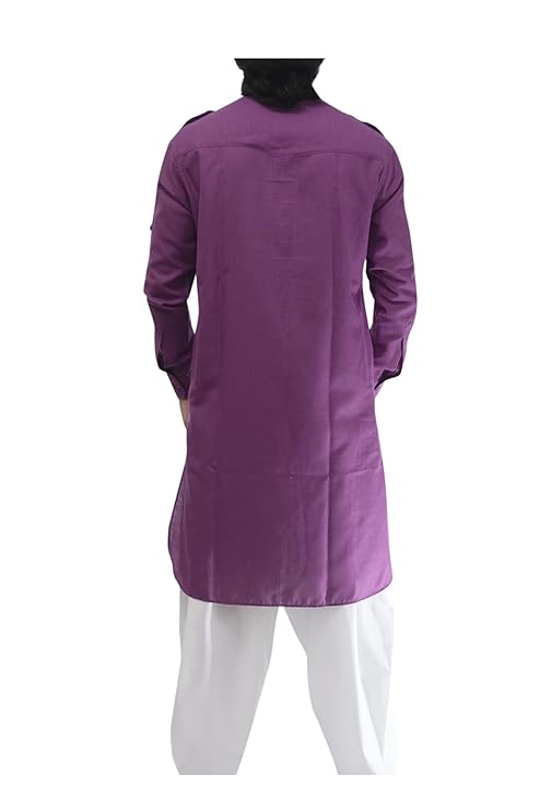 K-ROYALS Stylish Men s purple white Pathani suit