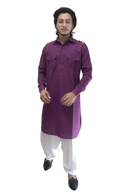 K-ROYALS Stylish Men s purple white Pathani suit