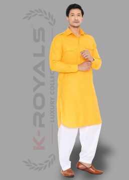 K-ROYALS Men's Stylish Pathani Kurta Pyjama set/Poly linen cotton suit - Image 7