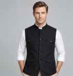 Men's Ethnic Kurta Jacket Premium Traditional Waistcoat – Black