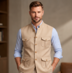 Men's Ethnic Kurta Jacket Premium Traditional Waistcoat – Sand Beige