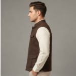 Men's Ethnic Kurta Jacket Premium Traditional Waistcoat – Chocolate Brown - Image 3