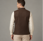Men's Ethnic Kurta Jacket Premium Traditional Waistcoat – Chocolate Brown - Image 4
