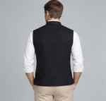 Men's Ethnic Kurta Jacket Premium Traditional Waistcoat – Black - Image 4