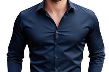 K-ROYALS Men’s Satin Formal Shirt for Party and Office Wear | Long Sleeve Slim Fit Shiny Dress Shirt for Wedding Business Event Dinner.