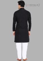 Men's Premium Giza Cotton Black Kurta with White Pyjama Set – Black & White - Image 4