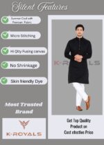 Men's Premium Giza Cotton Black Kurta with White Pyjama Set – Black & White - Image 8