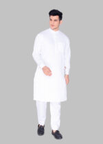 Men's Premium Ethnic Kurta with Mandarin Collar, Chest Pocket & Full Sleeves – White