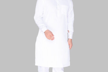 Men's Premium Ethnic Kurta with Mandarin Collar, Chest Pocket & Full Sleeves – White