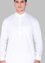 Men's Premium Ethnic Kurta with Mandarin Collar, Chest Pocket & Full Sleeves – White - Image 2