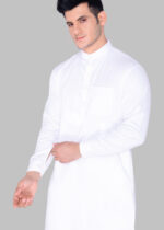 Men's Premium Ethnic Kurta with Mandarin Collar, Chest Pocket & Full Sleeves – White - Image 4