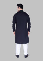 Men's Premium Ethnic Kurta with Mandarin Collar & Full Sleeves – Black - Image 4
