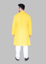 Men's Premium Ethnic Kurta with Mandarin Collar & Full Sleeves – Yellow - Image 5