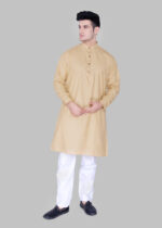 Men's Premium Ethnic Kurta with Mandarin Collar & Full Sleeves – Sand Beige - Image 4