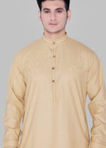 Men's Premium Ethnic Kurta with Mandarin Collar & Full Sleeves – Sand Beige - Image 7