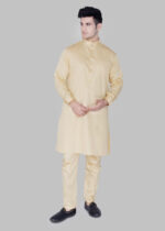 Men's Premium Ethnic Kurta with Mandarin Collar & Full Sleeves – Sand Beige - Image 3