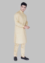 Men's Premium Ethnic Kurta with Mandarin Collar & Full Sleeves – Sand Beige - Image 2