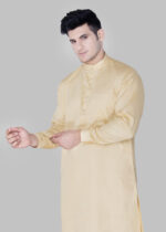 Men's Premium Ethnic Kurta with Mandarin Collar & Full Sleeves – Sand Beige