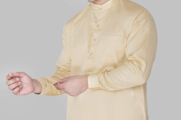 Men's Premium Ethnic Kurta with Mandarin Collar & Full Sleeves – Sand Beige