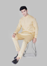 Men's Premium Ethnic Kurta with Mandarin Collar & Full Sleeves – Sand Beige - Image 5